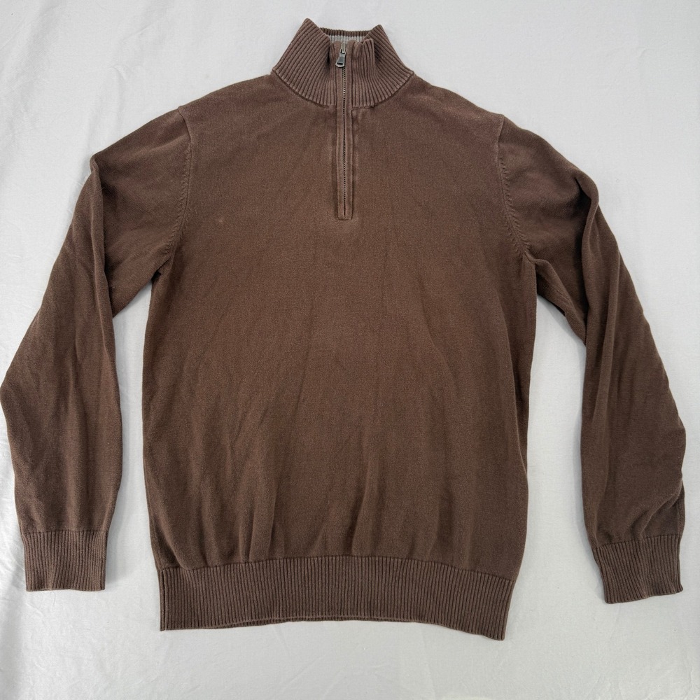 Old Navy Mens Brown Cotton Quarter Zip Mock Neck Sweater S 880928-01 Small